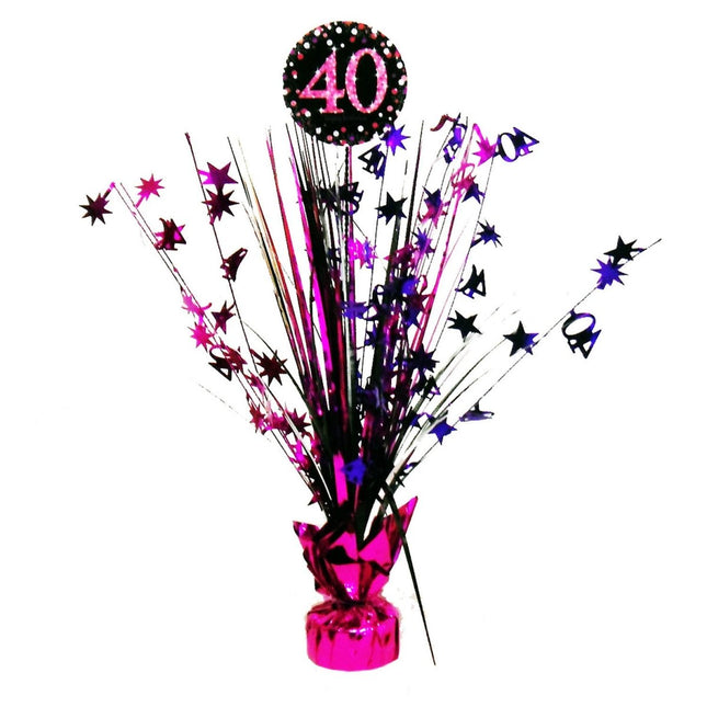 Tafeldecoratie 40 Jaar Happy Birthday Roze 33cm van Riethmueller koop je bij Partywinkel