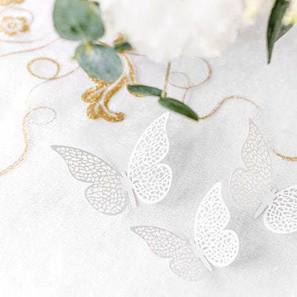 Tafeldecoratie Vlinder Papier Wit 6,5cm 10st van Partydeco koop je bij Partywinkel