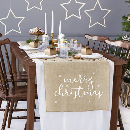 Tafelloper Merry Christmas 2,5m van Partydeco koop je bij Partywinkel