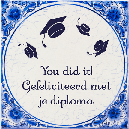 Tegels delfts blauw Geslaagd You did it 15cm van Paper Dreams koop je bij Partywinkel