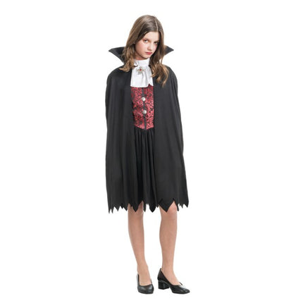 Theodora-vampyrkostume til piger, sort og rødt