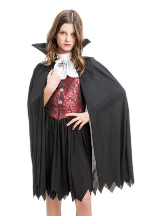 Theodora-vampyrkostume til piger, sort og rødt