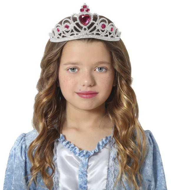Tiara Zilver Meisje Met Blauw Diamanten Kind van Fiestas Guirca koop je bij Partywinkel