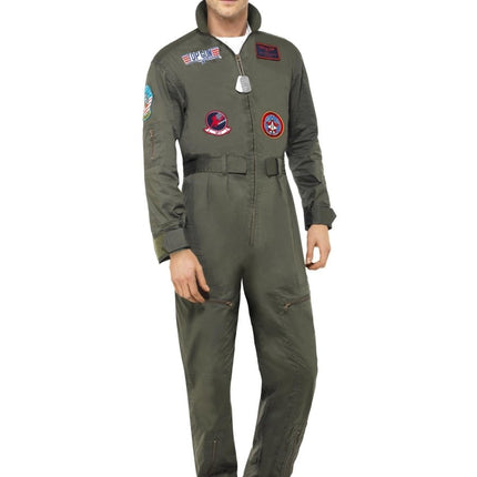 Top Gun Deluxe Heren Kostuum, groen van Smiffys koop je bij Partywinkel