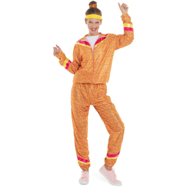 Trainingspak Jaren 80 Dames Oranje XXL van Folat koop je bij Partywinkel