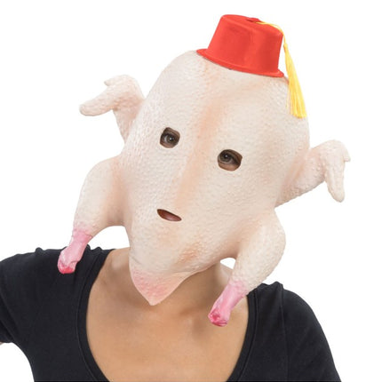 Kalkun-hovedmaske med fez, 37 cm
