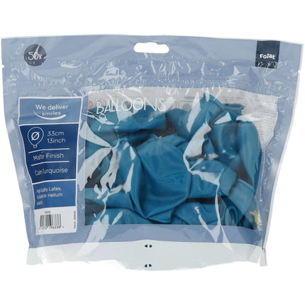 Turquoise Ballonnen Calm Turquoise 33cm 50st van Folat koop je bij Partywinkel