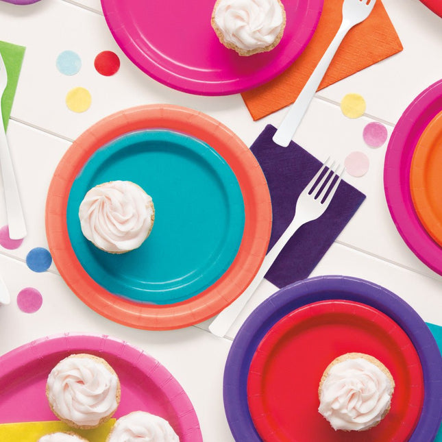 Turquoise Borden Rond 17,5cm 8st van Unique koop je bij Partywinkel