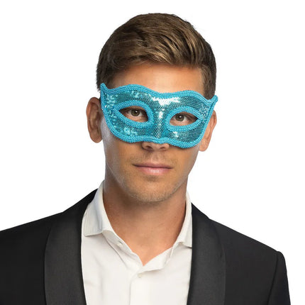 Turquoise Oogmasker Venice van Boland koop je bij Partywinkel
