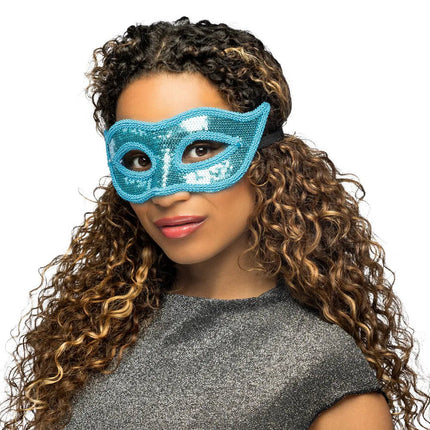 Turquoise Oogmasker Venice van Boland koop je bij Partywinkel
