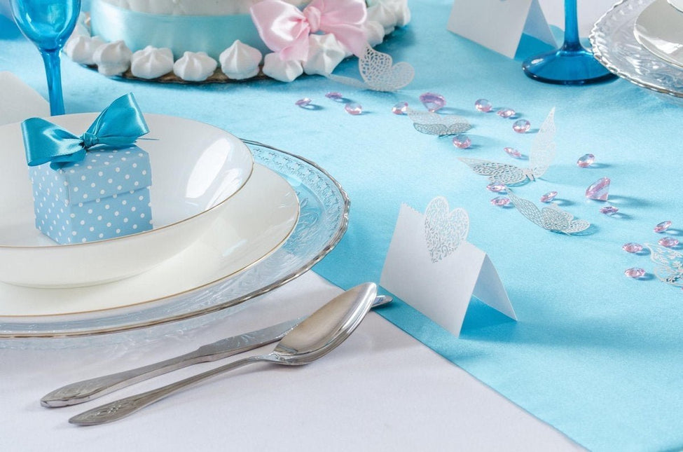 Turquoise Tafelloper 36cm 9m van Partydeco koop je bij Partywinkel