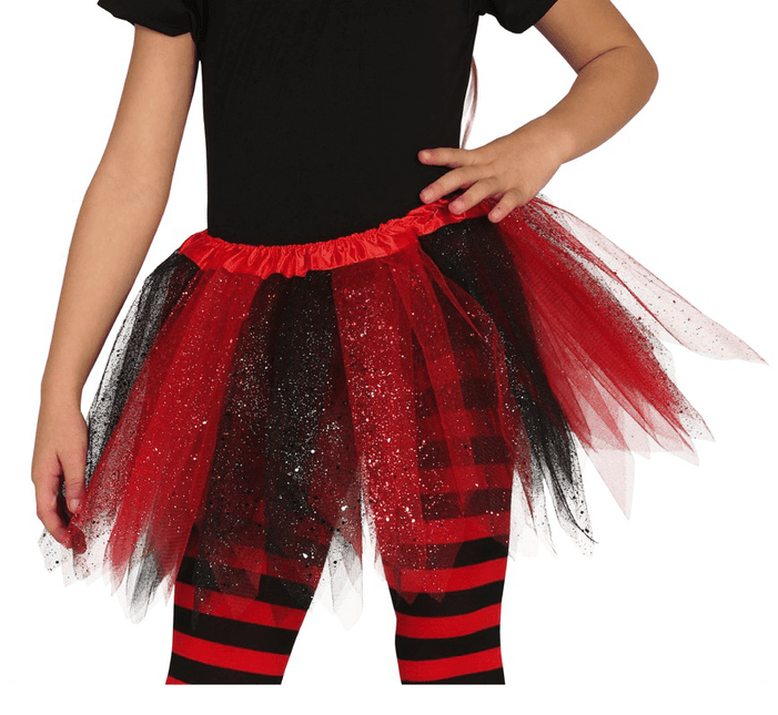 Tutu Glitter Zwart Rood Kind 31cm van Fiestas Guirca koop je bij Partywinkel