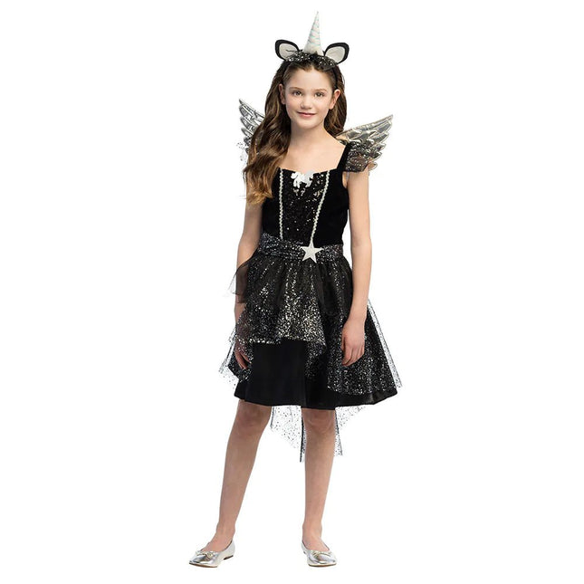 Unicorn Jurk Zwart Meisje van Boland koop je bij Partywinkel