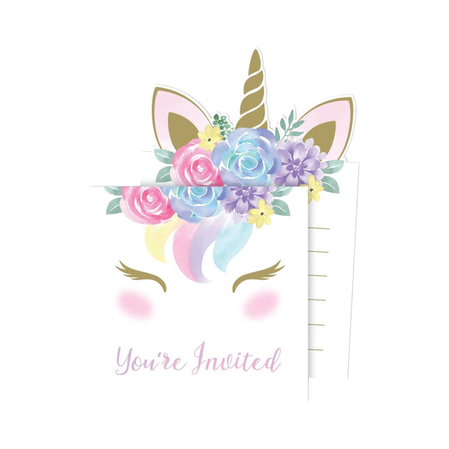 Unicorn Uitnodigingen 15m 8st van Creative Converting koop je bij Partywinkel