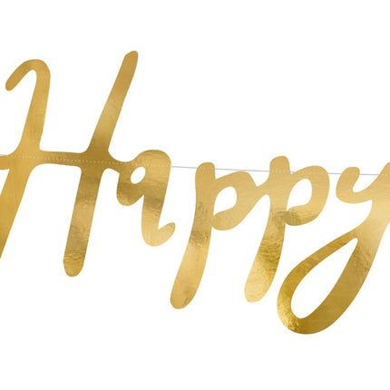 Verjaardag Slinger Happy Birthday Goud 62cm van Partydeco koop je bij Partywinkel