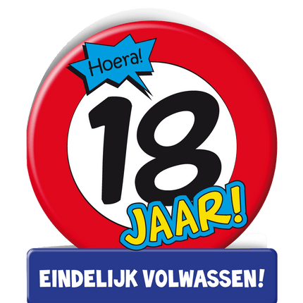 Verjaardagskaart 18 Jaar Verkeersbord 16,5cm van Paper Dreams koop je bij Partywinkel