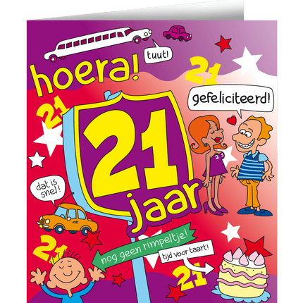 Verjaardagskaart 21 Jaar Cartoon 16,5cm van Paper Dreams koop je bij Partywinkel
