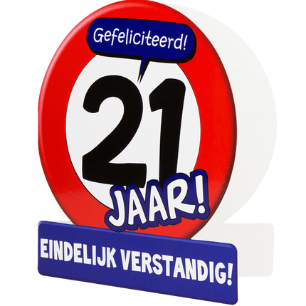 Verjaardagskaart 21 Jaar Verkeersbord 16,5cm van Paper Dreams koop je bij Partywinkel