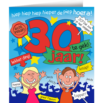 Verjaardagskaart 30 Jaar Cartoon 16,5cm van Paper Dreams koop je bij Partywinkel