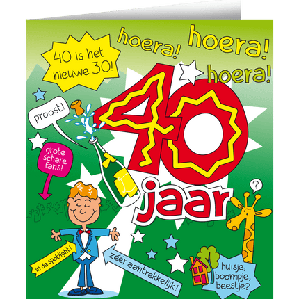 Verjaardagskaart 40 Jaar Man Cartoon 16,5cm van Paper Dreams koop je bij Partywinkel