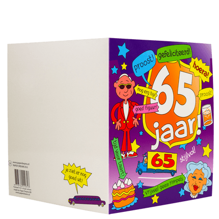 Verjaardagskaart 65 Jaar Cartoon 16,5cm van Paper Dreams koop je bij Partywinkel