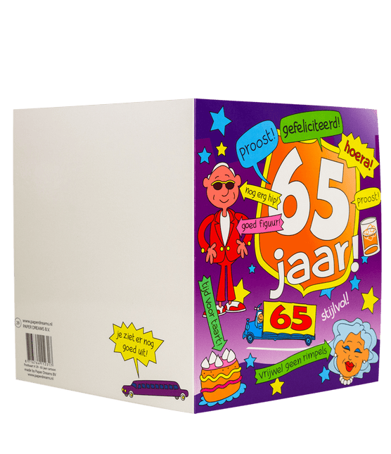 Verjaardagskaart 65 Jaar Cartoon 16,5cm van Paper Dreams koop je bij Partywinkel