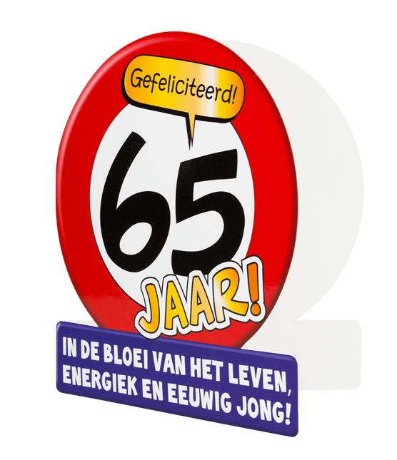 Verjaardagskaart 65 Jaar Verkeersbord 16,5cm van Paper Dreams koop je bij Partywinkel