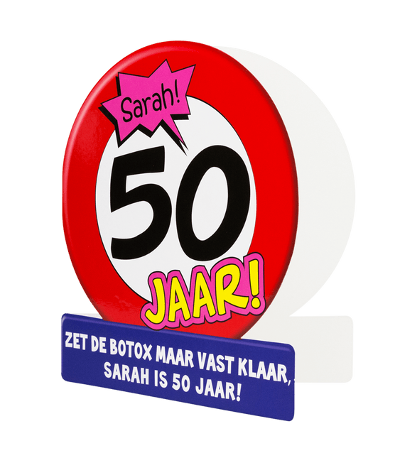 Verjaardagskaart Sarah Verkeersbord 16,5cm van Paper Dreams koop je bij Partywinkel