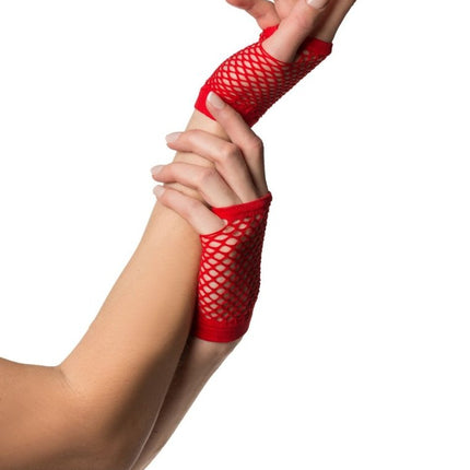 Vingerloze Handschoenen Kort Visnet Rood van Partychimp koop je bij Partywinkel