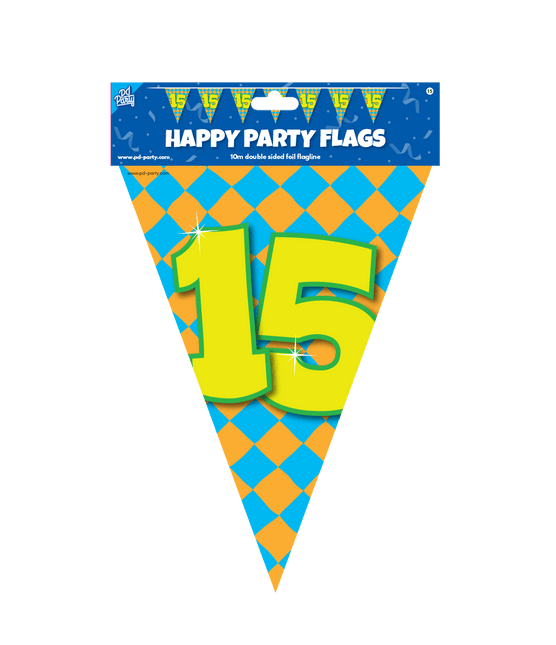 Vlaggenlijn 15 Jaar Gekleurd 10m van Paper Dreams koop je bij Partywinkel