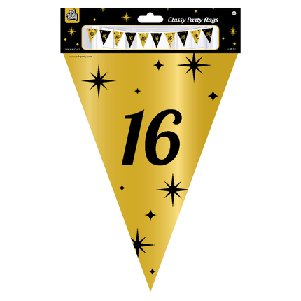 Vlaggenlijn 16 Jaar Goud Zwart 10m van Paper Dreams koop je bij Partywinkel