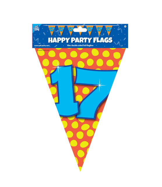 Vlaggenlijn 17 Jaar Gekleurd 10m van Paper Dreams koop je bij Partywinkel