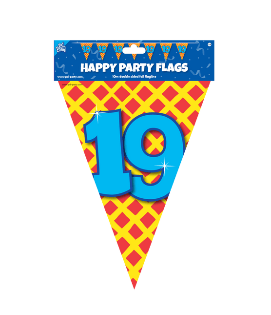 Vlaggenlijn 19 Jaar Gekleurd 10m van Paper Dreams koop je bij Partywinkel