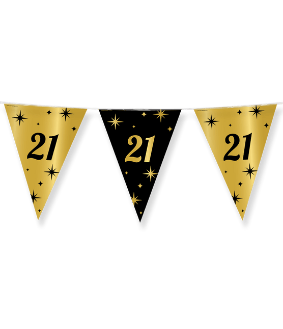 Vlaggenlijn 21 Jaar Goud Zwart 10m van Paper Dreams koop je bij Partywinkel