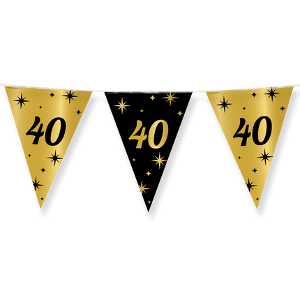Vlaggenlijn 40 Jaar Goud Zwart 10m van Paper Dreams koop je bij Partywinkel