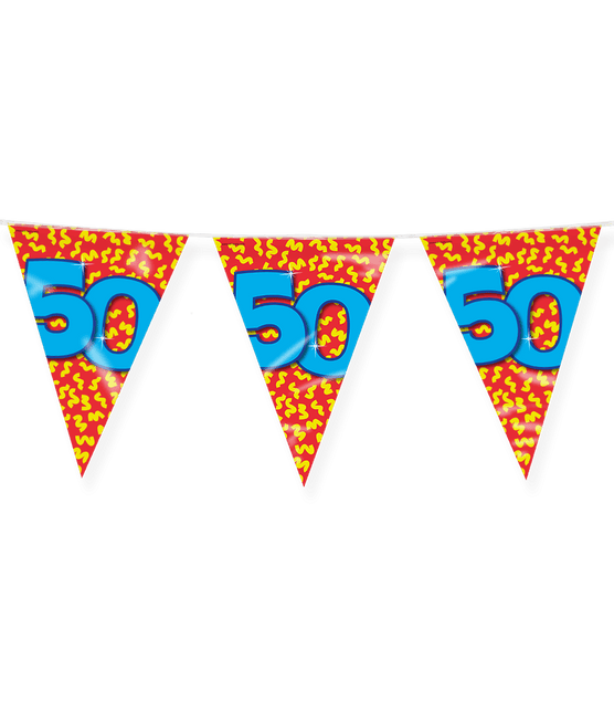 Vlaggenlijn 50 Jaar Gekleurd 10m van Paper Dreams koop je bij Partywinkel