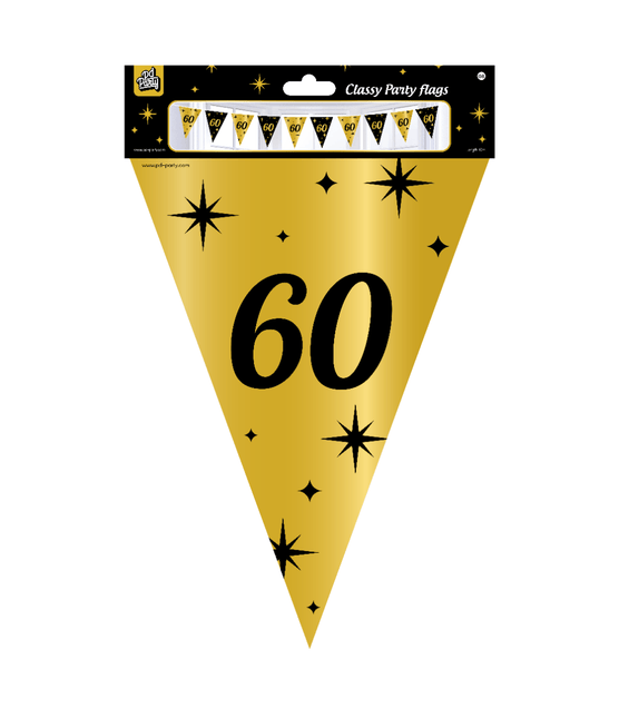 Vlaggenlijn 60 Jaar Goud Zwart 10m van Paper Dreams koop je bij Partywinkel