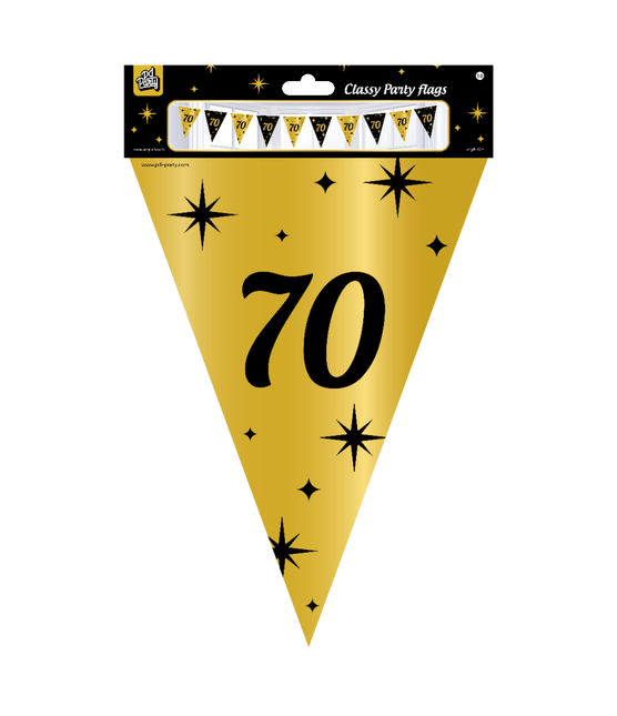 Vlaggenlijn 70 Jaar Goud Zwart 10m van Paper Dreams koop je bij Partywinkel