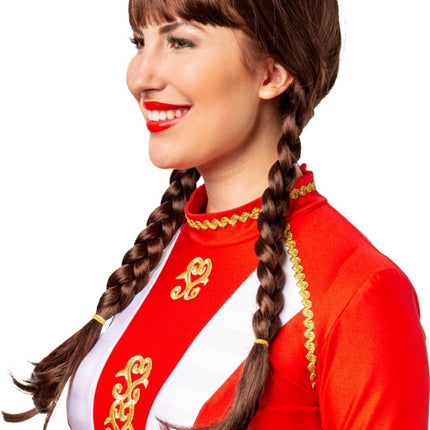 Vlechten Pruik Bruin van Orlob koop je bij Partywinkel