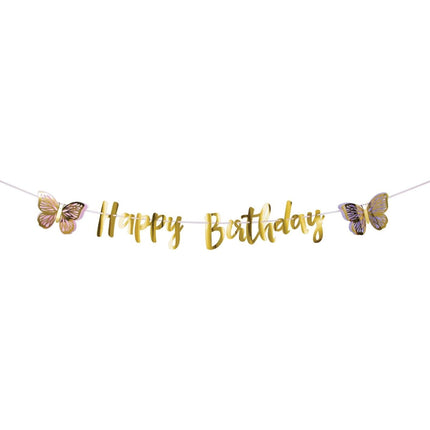 Vlinder Letterslinger Happy Birthday 2,1m van Creative Converting koop je bij Partywinkel