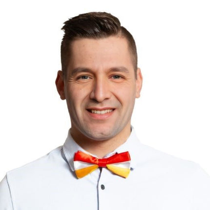 Vlinderstrik Rood/Wit/Geel - 6 Pack van Partychimp koop je bij Partywinkel