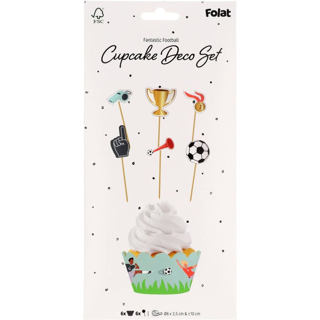 Voetbal Cupcake Toppers 6st van Folat koop je bij Partywinkel