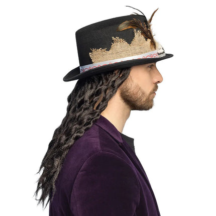 Voodoo Pop Hoed Zwart Met Haar van Boland koop je bij Partywinkel