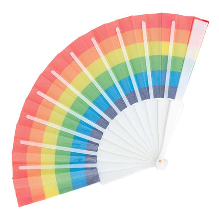 Waaier Regenboog Pride 23cm 6st van Boland koop je bij Partywinkel