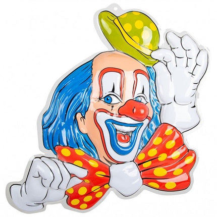 Wanddecoratie Clown Blauw Haar 50cm van PartyXplosion koop je bij Partywinkel