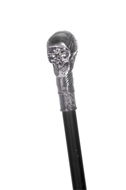 Zwart Zilveren Wandelstok Doodshoofd van Wilbers & Wilbers koop je bij Partywinkel