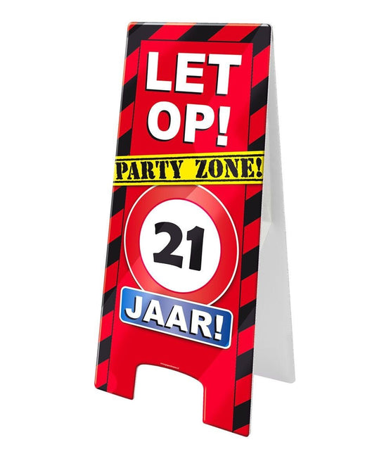 Warning Sign 21 Jaar 62,5cm van Paper Dreams koop je bij Partywinkel