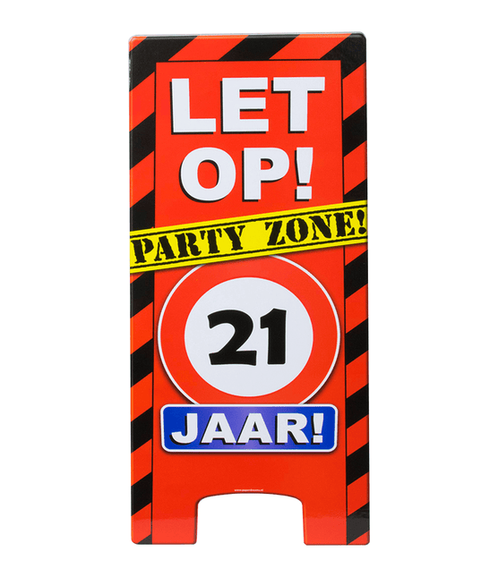 Warning Sign 21 Jaar 62,5cm van Paper Dreams koop je bij Partywinkel