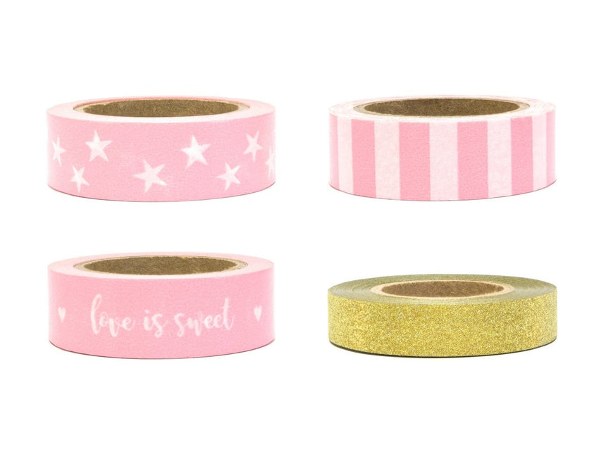 Washi Tape Lichtroze Goud 10m 4st van Partydeco koop je bij Partywinkel
