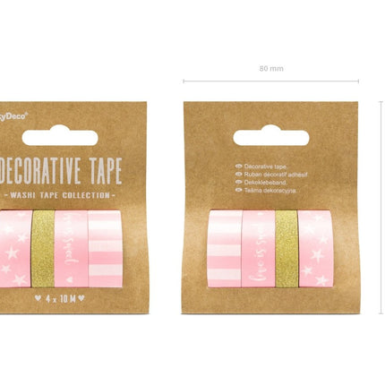 Washi Tape Lichtroze Goud 10m 4st van Partydeco koop je bij Partywinkel